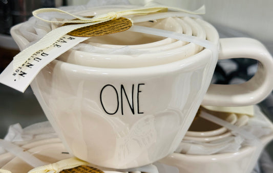 New Rae Dunn white ONE farmhouse measuring cup set-short handled