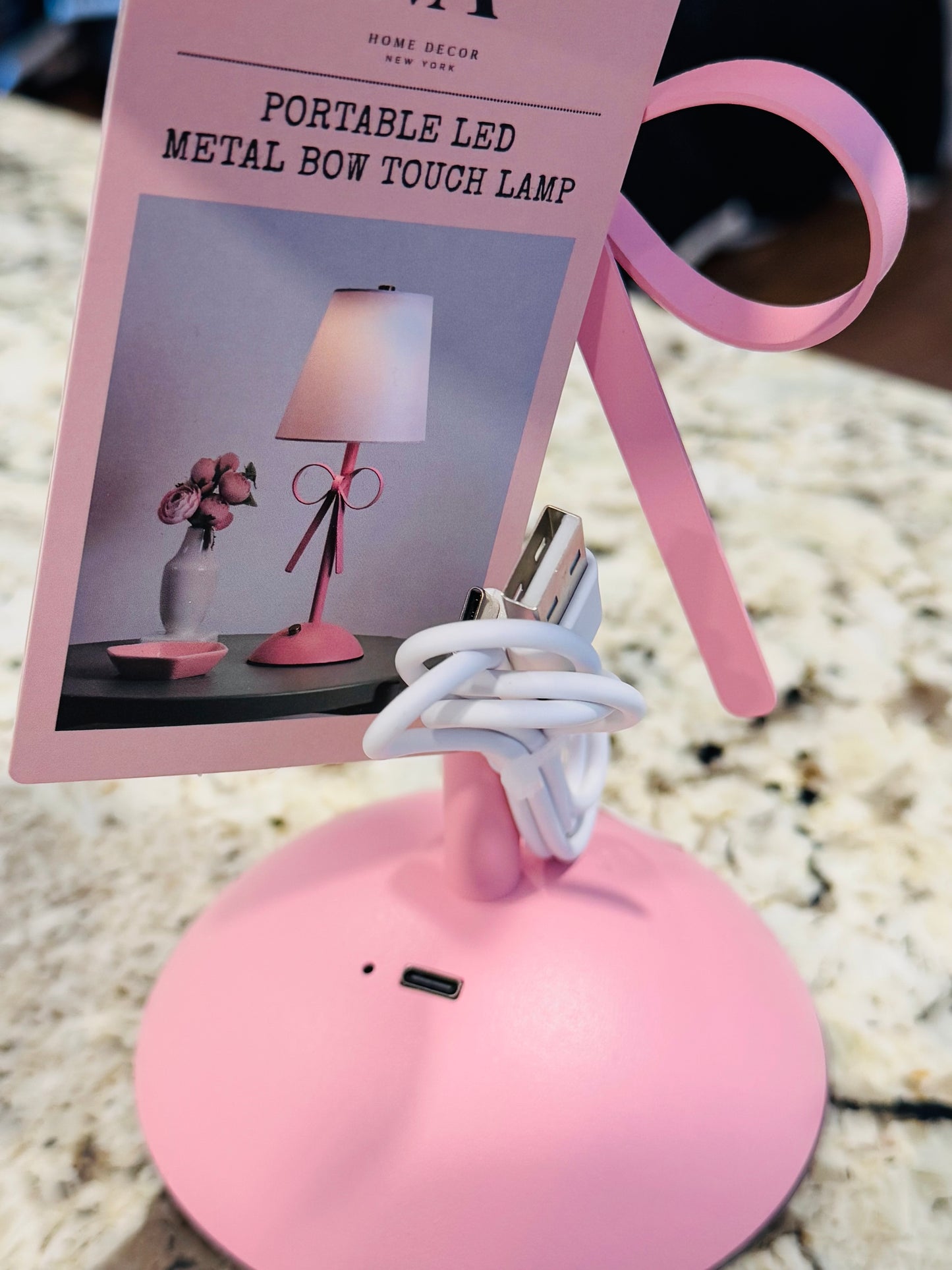 New portable LED pink Coquette metal touch lamp decor