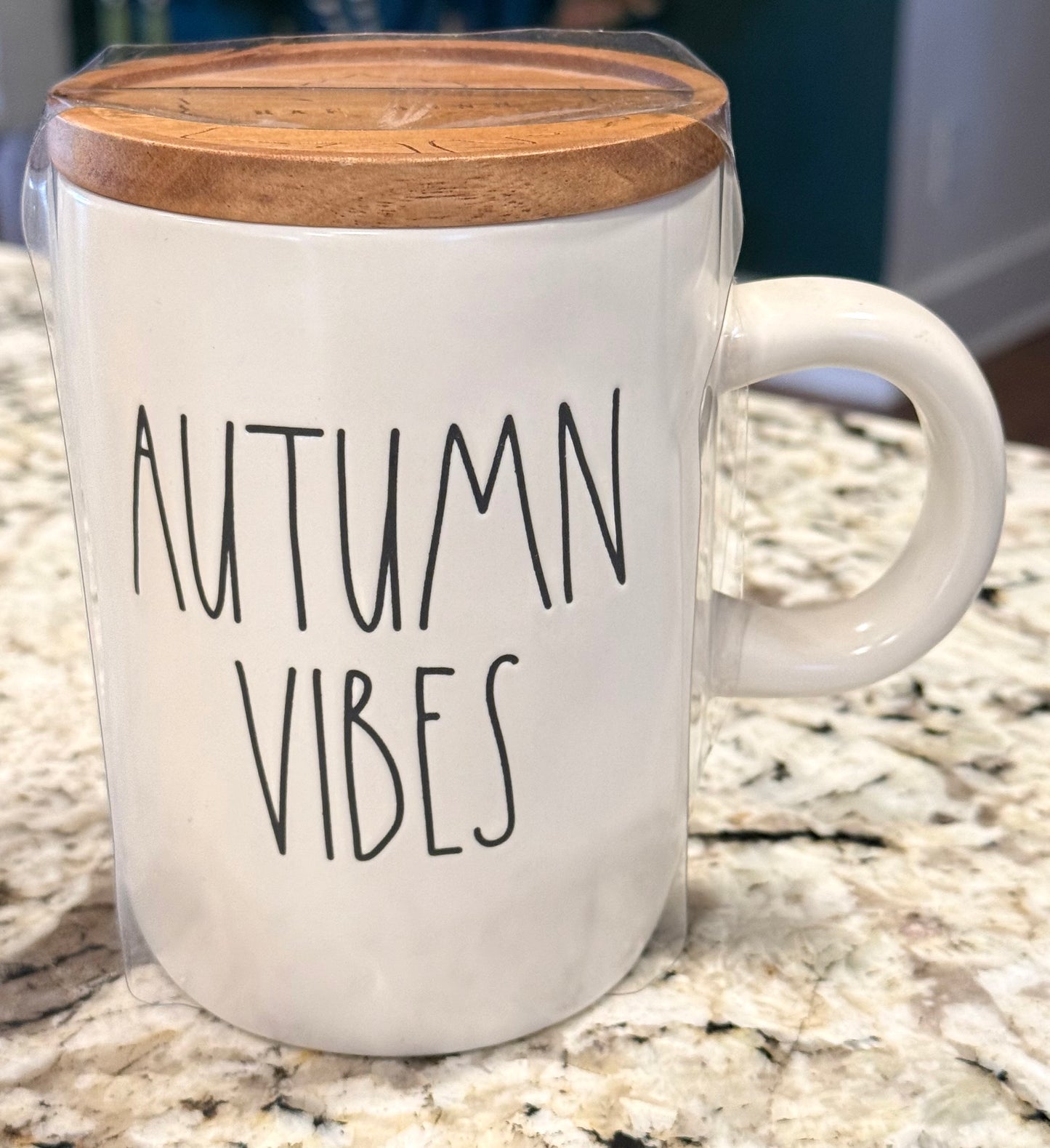 New Rae Dunn fall white ceramic coaster top coffee mug AUTUMN VIBES