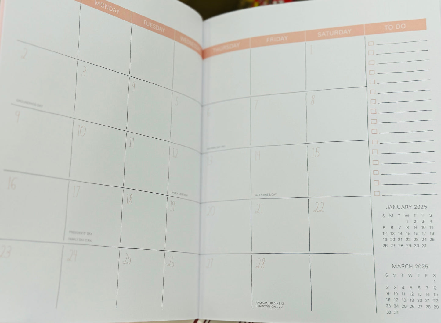 New soft cover 2025 full year planner -pink floral Jan 25-Dec 25
