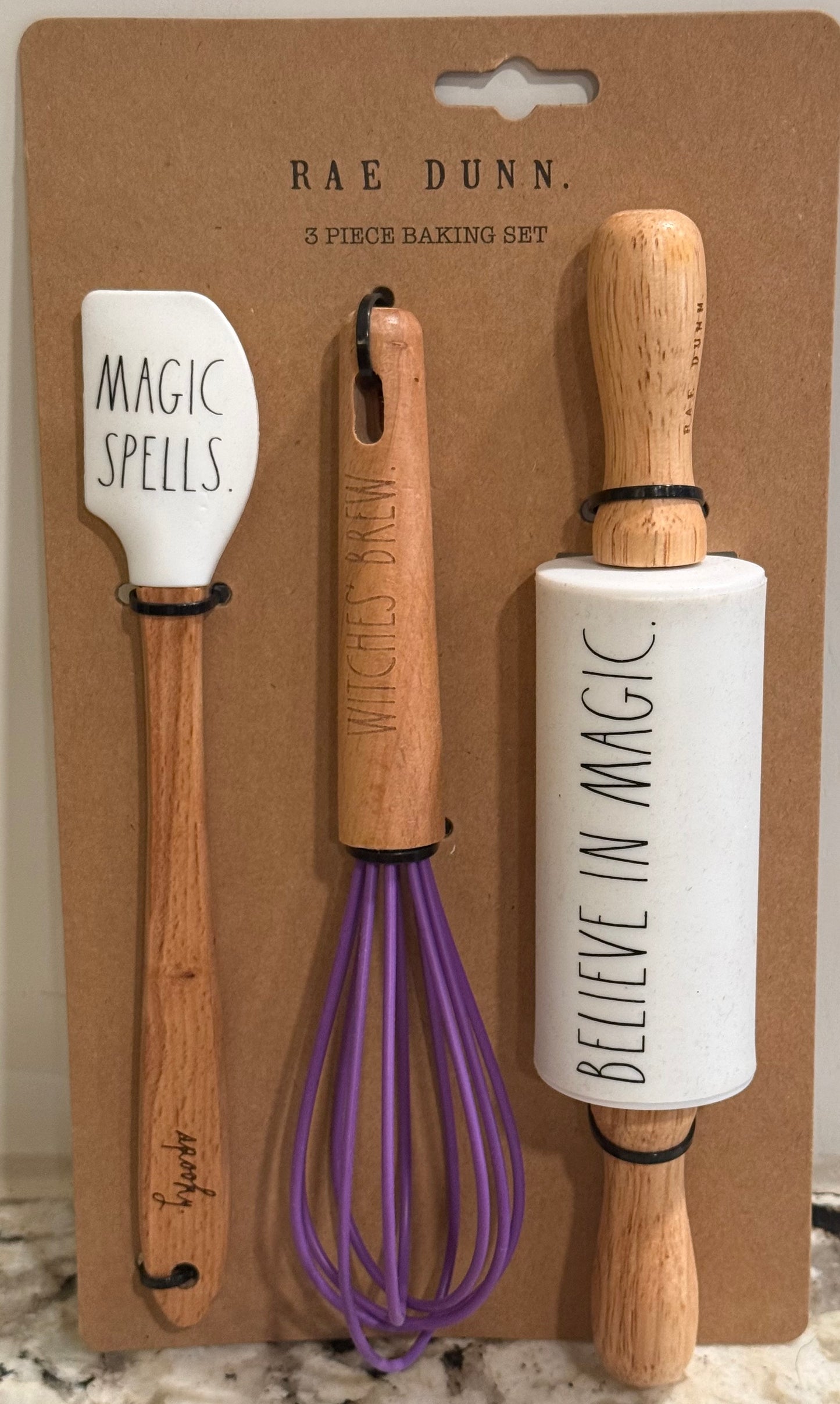 New Rae Dunn 3-piece Halloween mini utensils set BELIEVE IN MAGIC