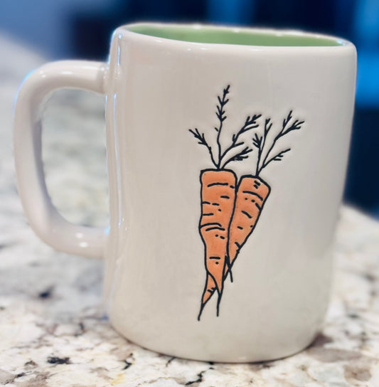 New Rae Dunn white ceramic coffee mug I DON’T CARROT AT ALL