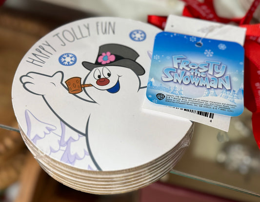 New Rae Dunn x Frosty the Snowman coaster set HAPPY JOLLY FUN
