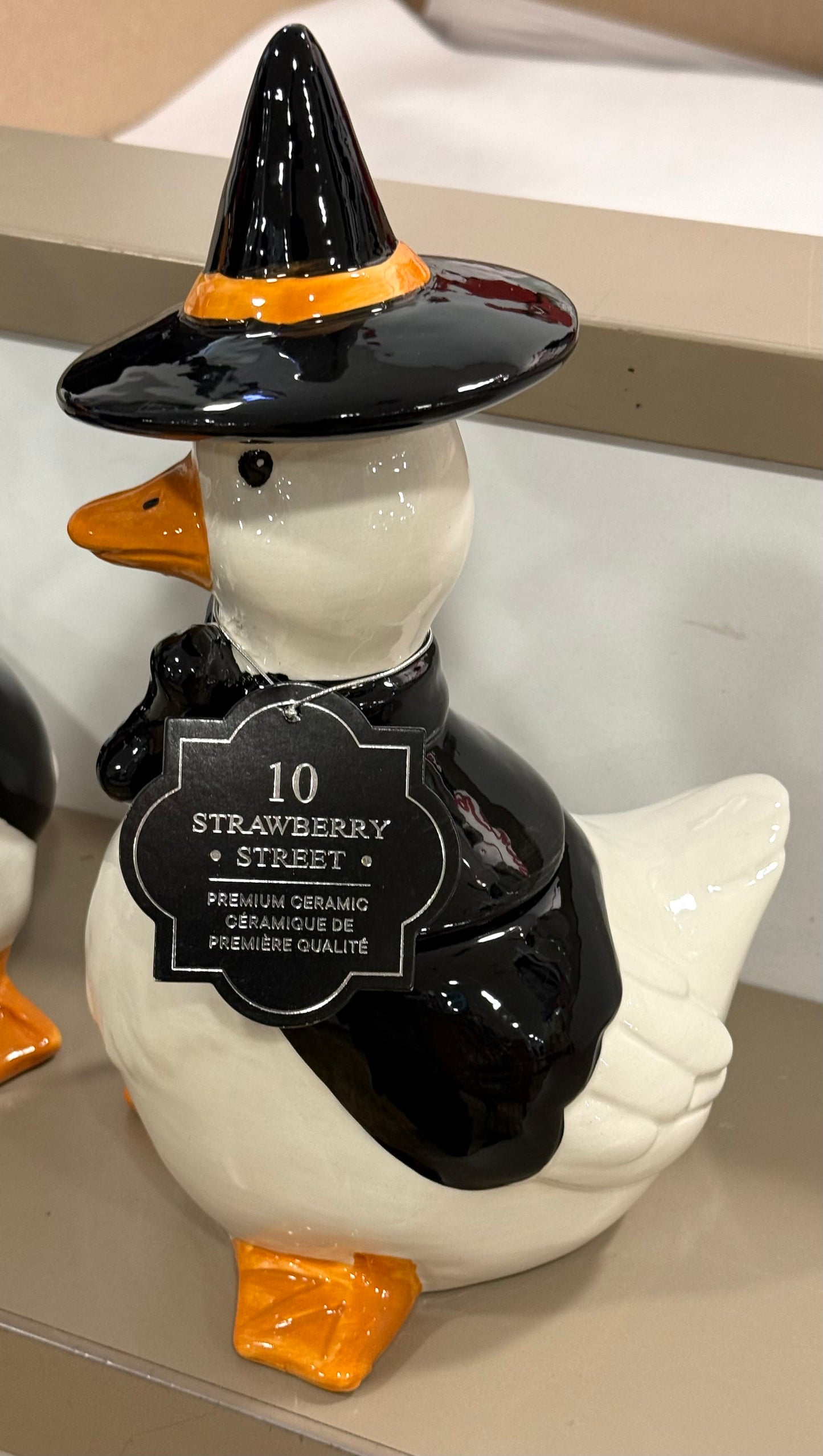 New ceramic Strawberry Street Halloween duck decor 7.5” storage jar
