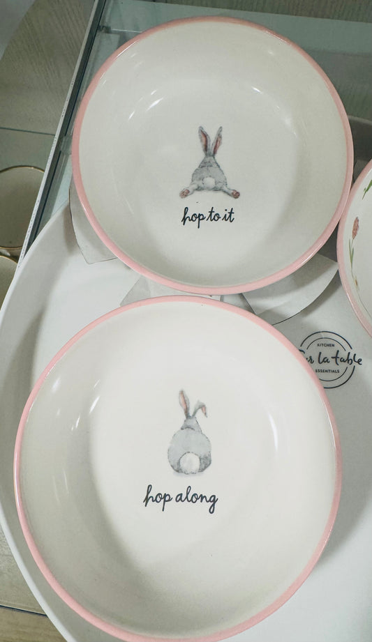 New Rae Dunn 3-piece Easter small bowl set Hello Spring, Hop to it, Hop along