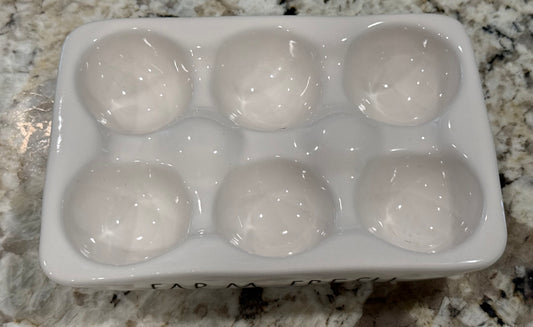 New Rae Dunn white ceramic FARM FRESH egg holder
