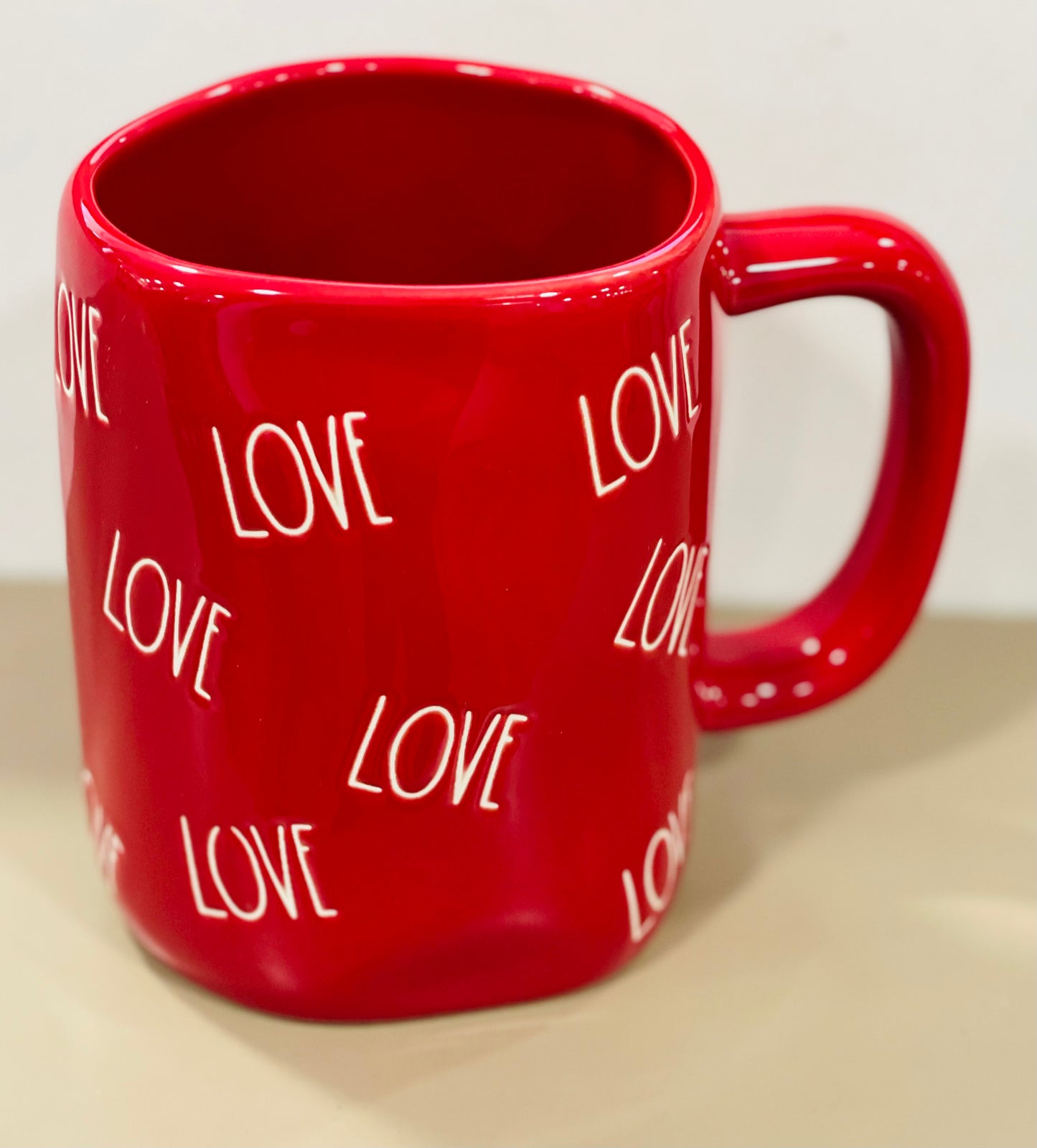 New Rae Dunn red ceramic coffee mug LOVE