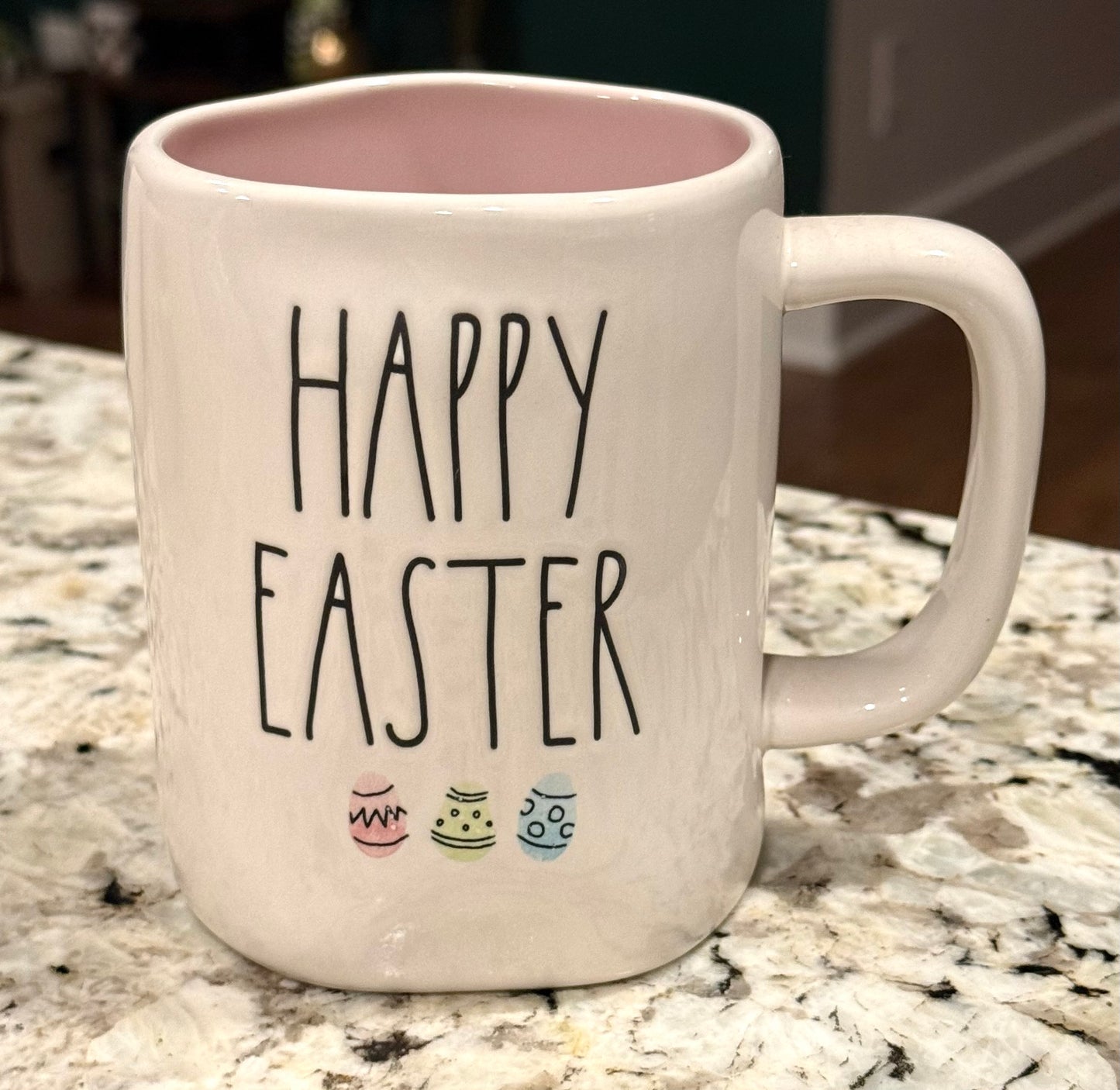 New Rae Dunn white ceramic Easter coffee mug HAPPY EASTER