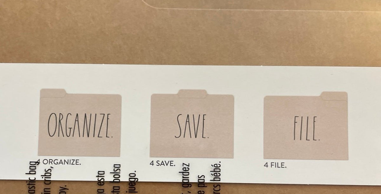 New Rae Dunn 3-pack set ORGANIZE file folders-Brown