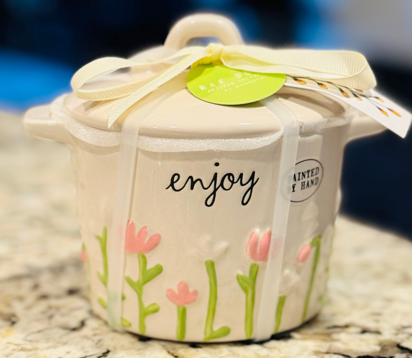 New Rae Dunn white floral ceramic covered baking dish