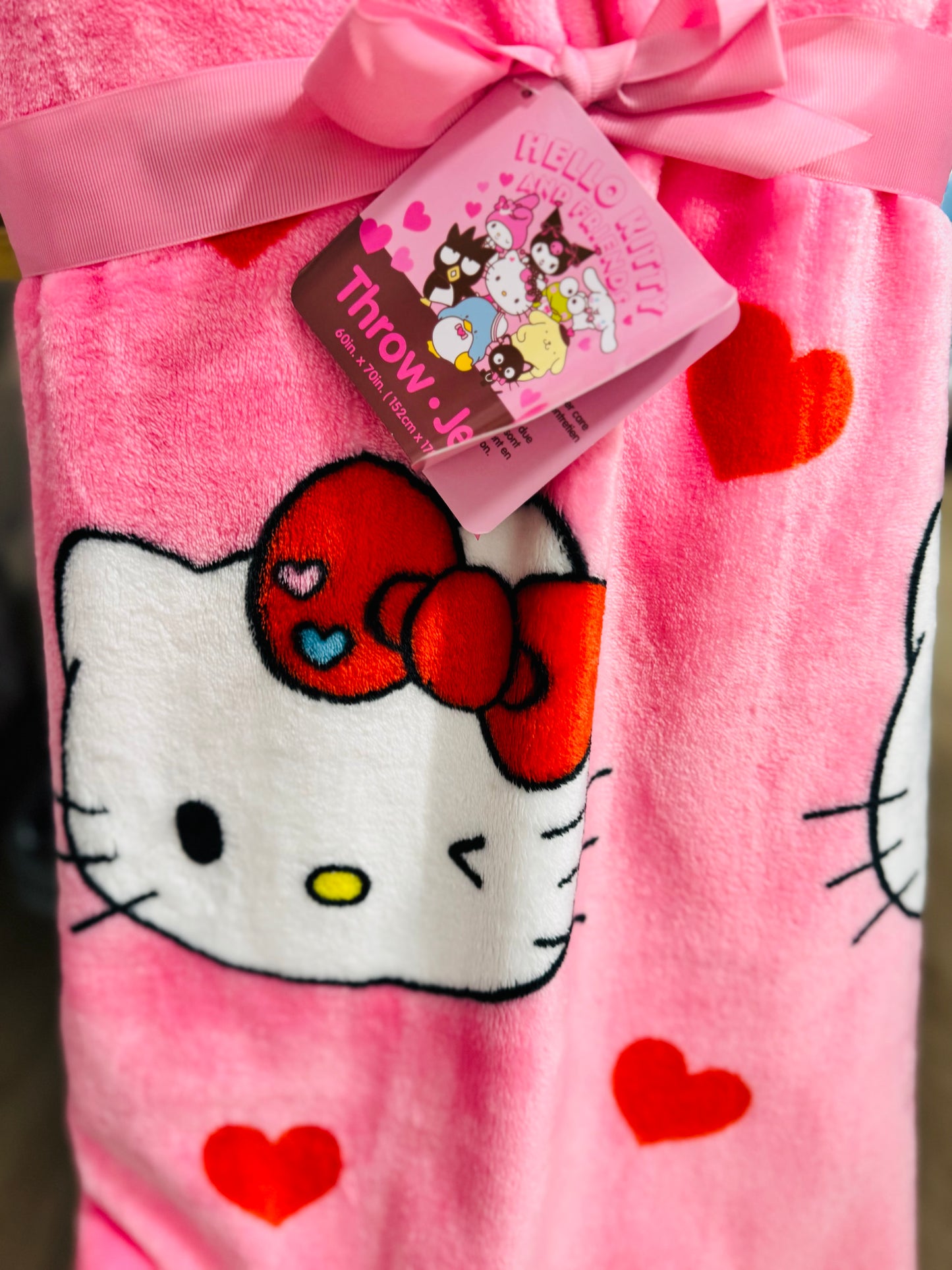New Hello Kitty pink hearts Valentines throw blanket 50x70