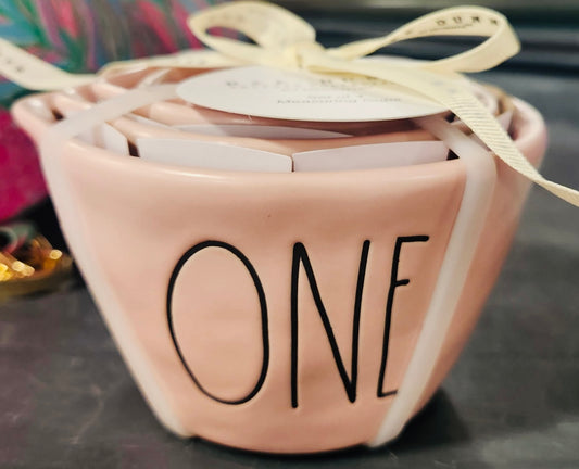 New Rae Dunn baby pink ceramic measuring cup set
