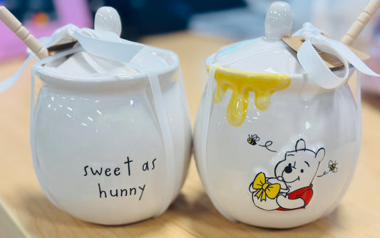 New Rae Dunn x Winnie The Pooh ceramic honey pot SWEET AS HUNNY