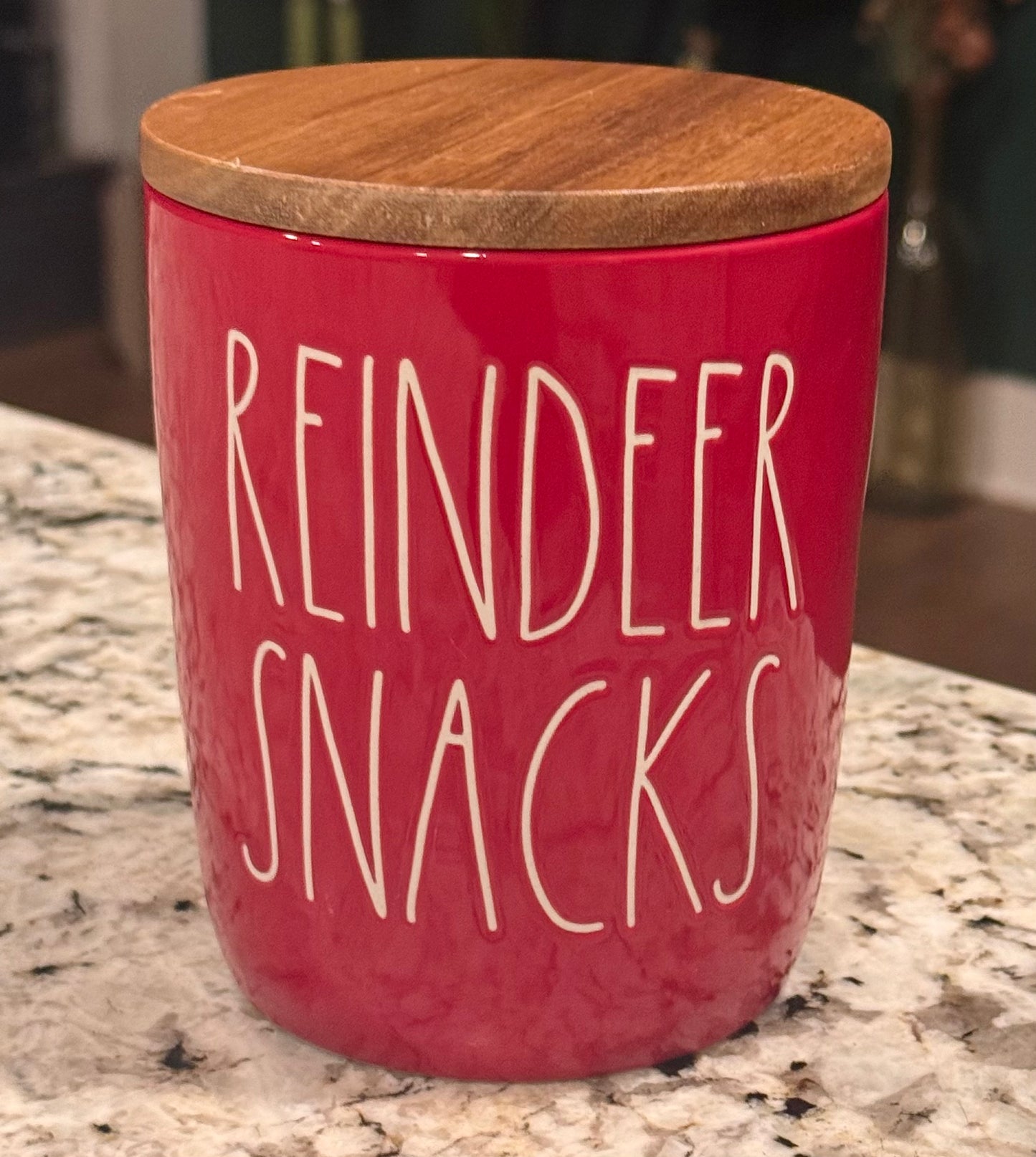 New Rae Dunn red ceramic 5” storage cellar REINDEER SNACKS Christmas decor