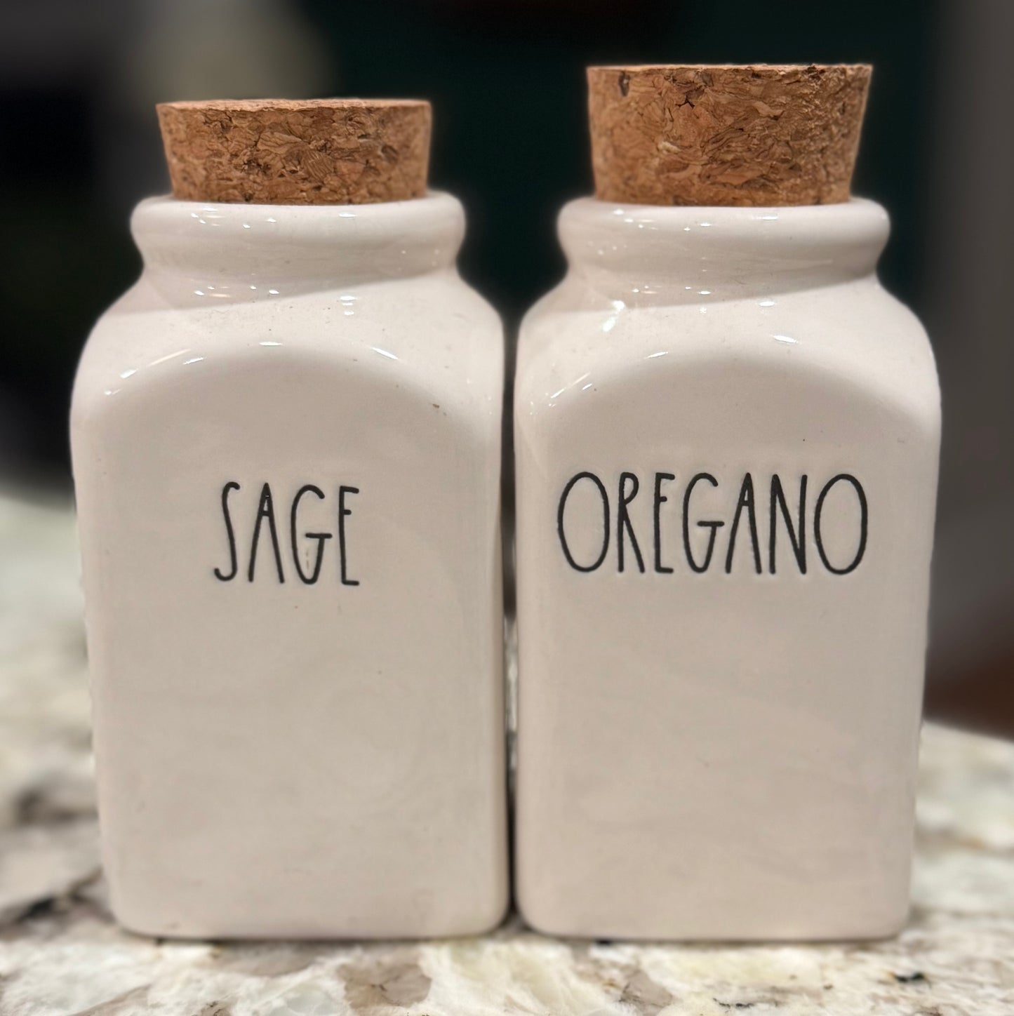 New Rae Dunn ceramic OREGANO & SAGE seasoning spice jars