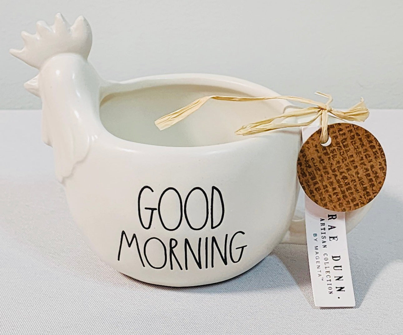 New Rae Dunn white ceramic chicken 🐔 mug GOOD MORNING