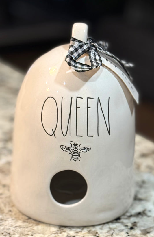 New Rae Dunn white ceramic birdhouse QUEEN BEE π