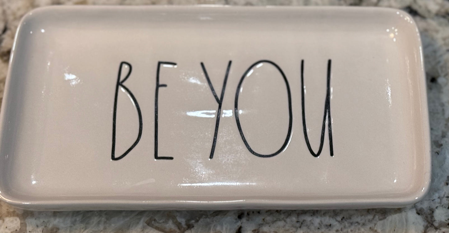 Rae Dunn white ceramic plate BE YOU
