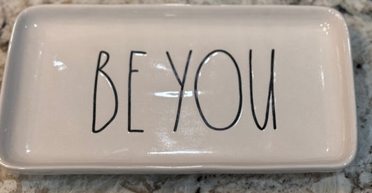 Rae Dunn white ceramic plate BE YOU