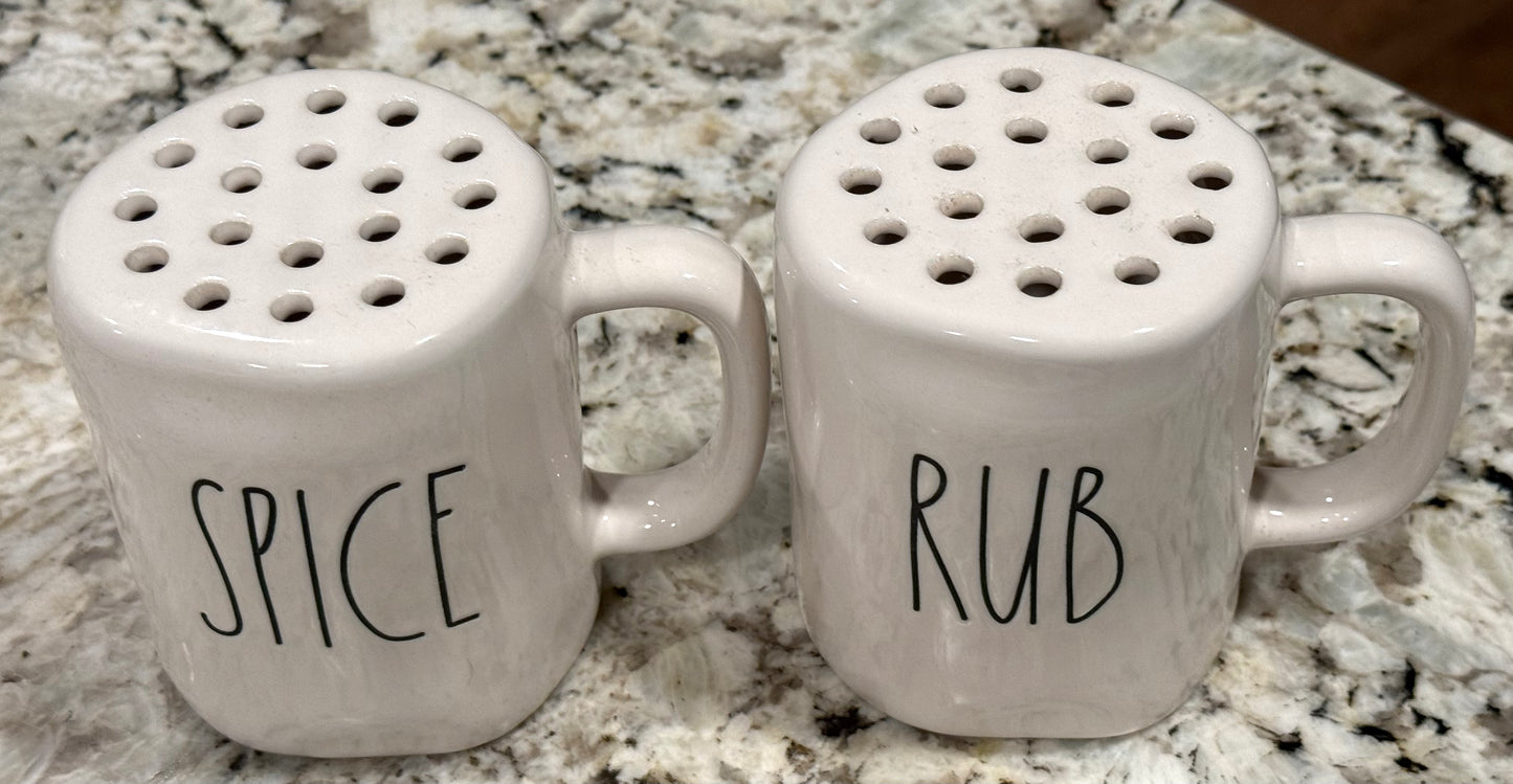 New Rae Dunn white ceramic seasoning Shaker set SPICE/RUB