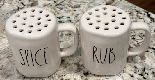 New Rae Dunn white ceramic seasoning Shaker set SPICE/RUB