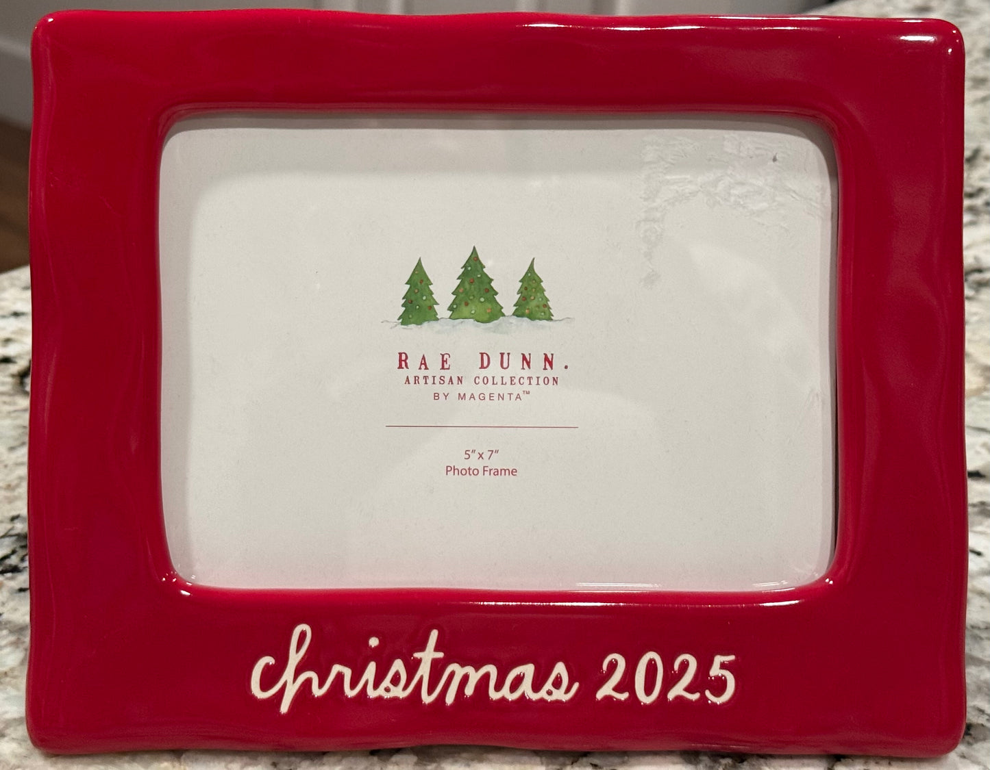 New Rae Dunn red ceramic 5x7 photo insert picture frame CHRISTMAS 2025 -script