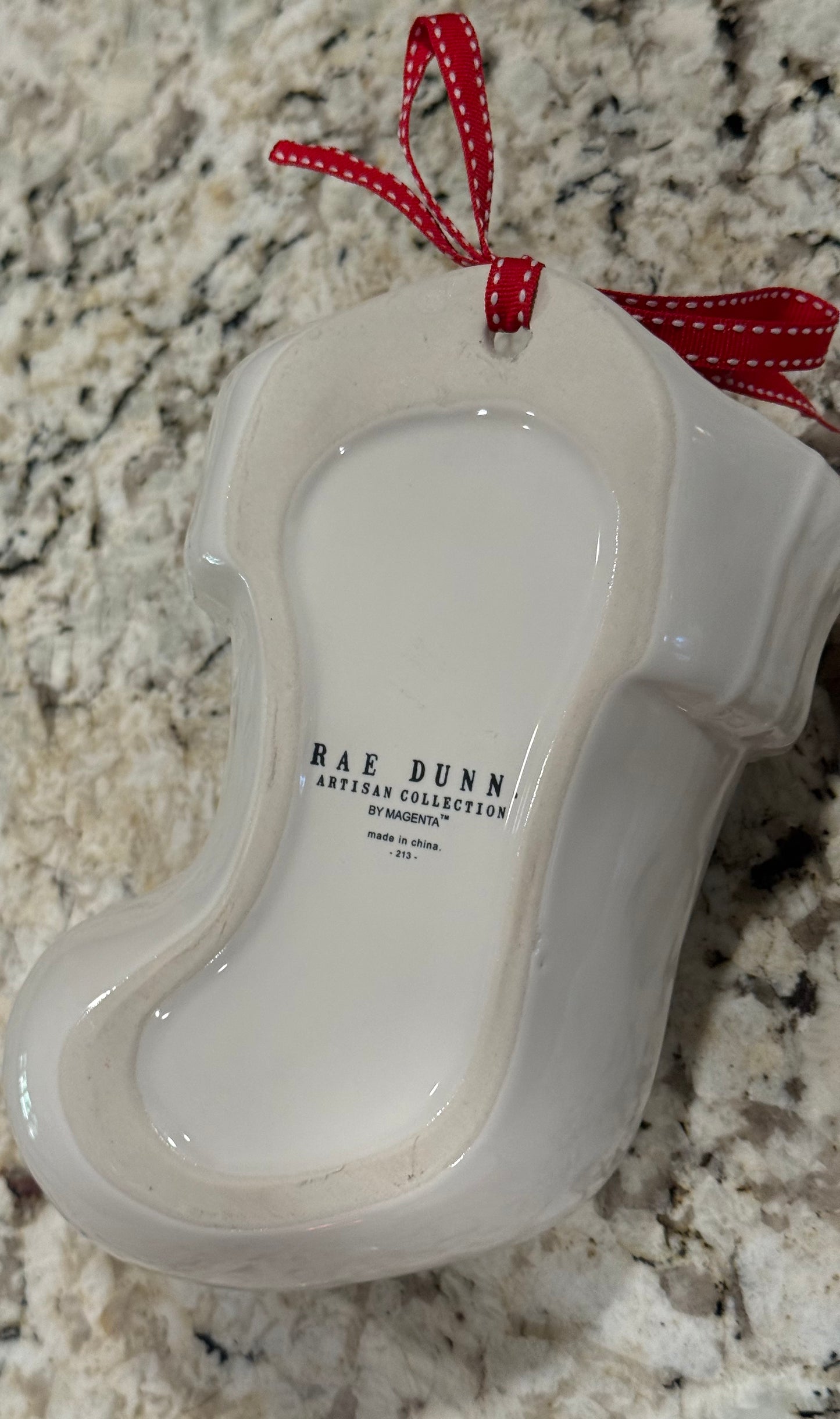 New Rae Dunn 8.5x6 white ceramic stocking wall vase Christmas decor PEACE