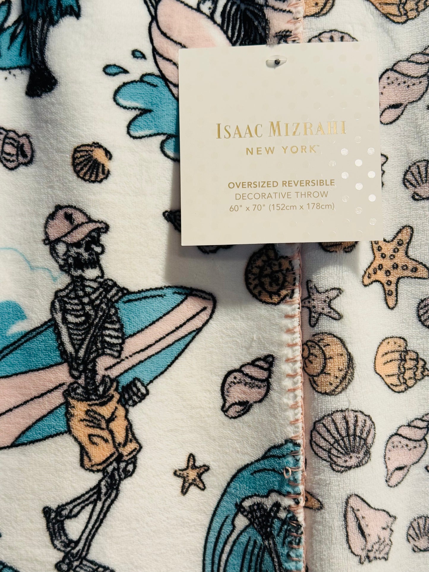 New Issac Mizrahi 60x70 blanket bedding Halloween Summerween skeleton throw blanket
