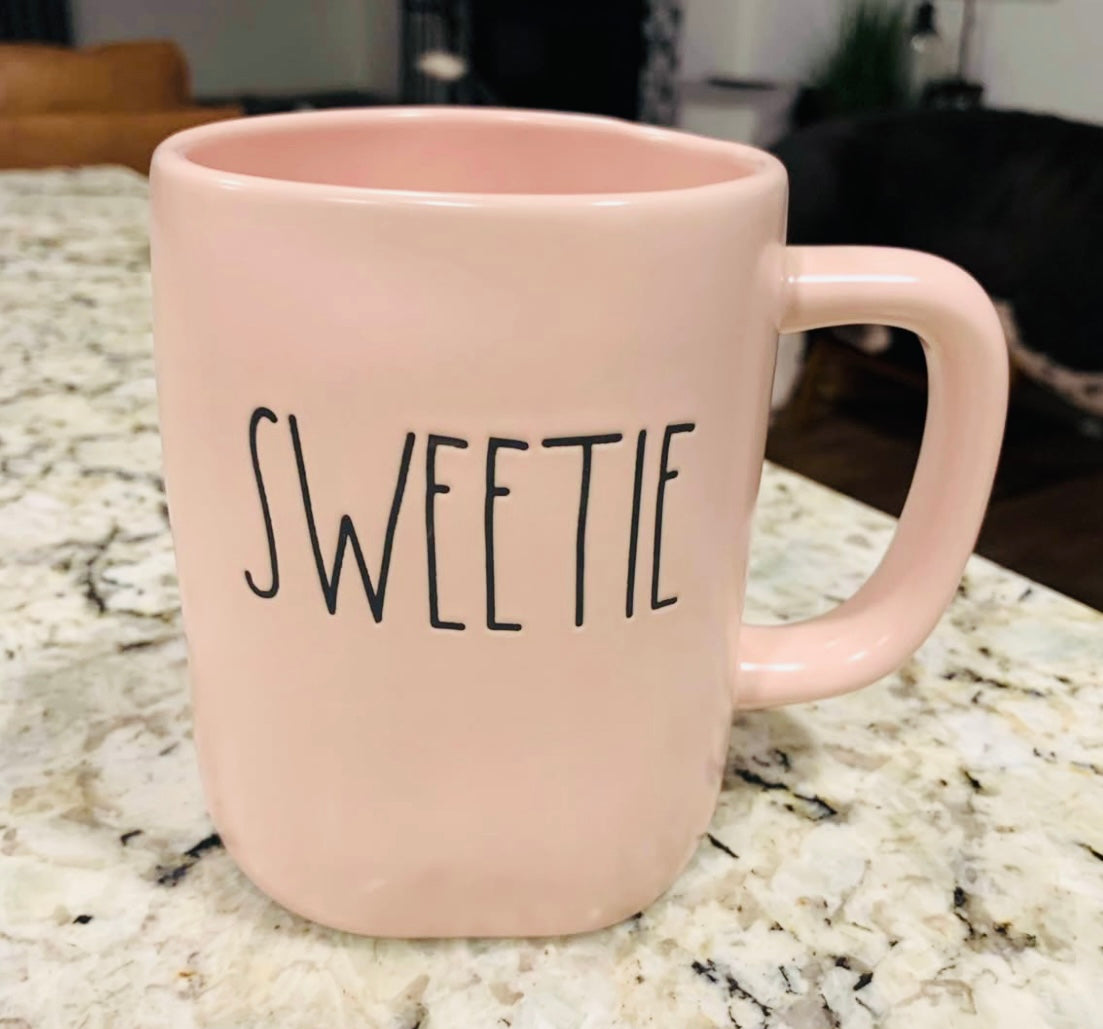 Rae Dunn pink ceramic coffee mug SWEETIE