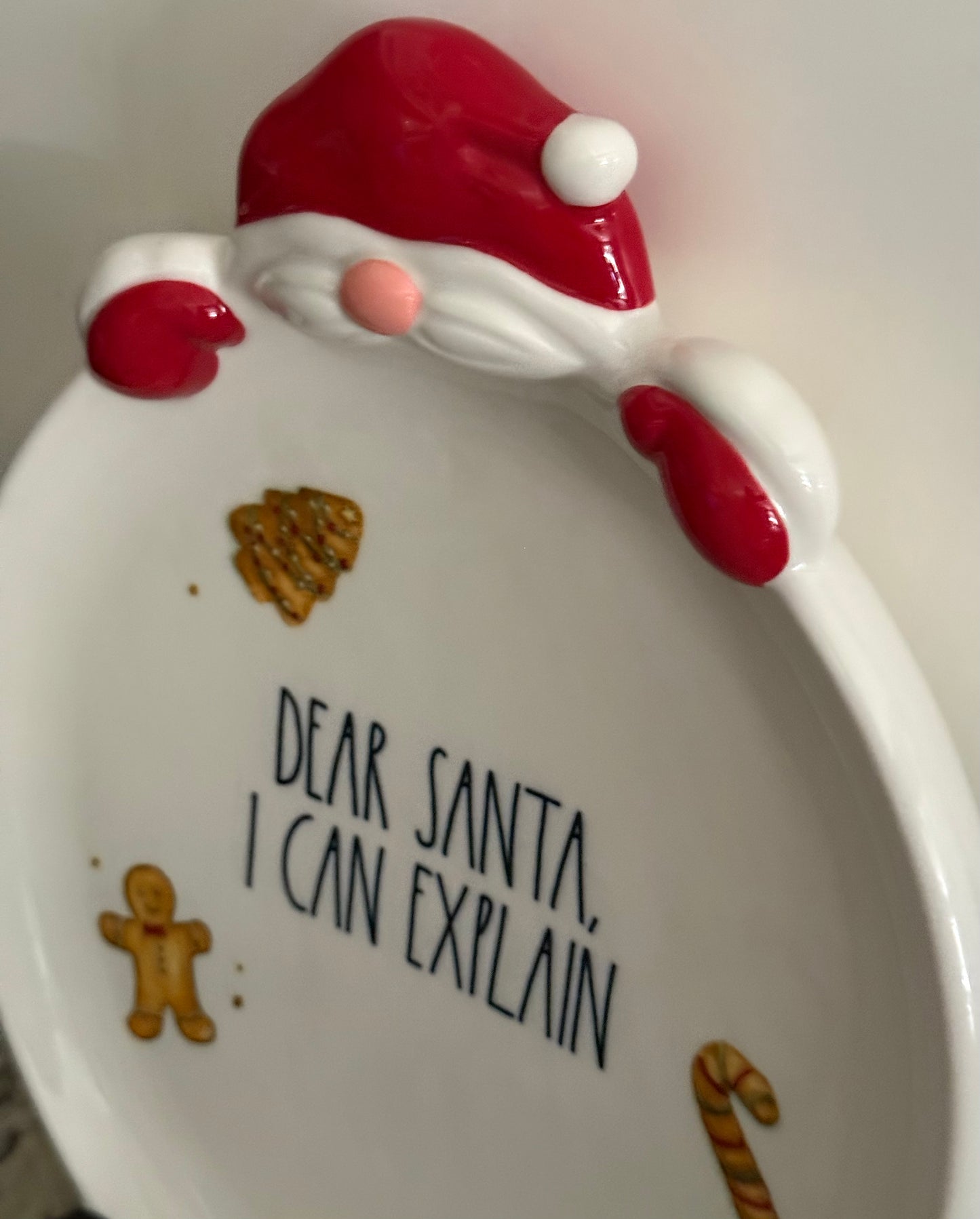 New Rae Dunn ceramic decorative Christmas cookie plate 12.5x8 DEAR SANTA, I CAN EXPLAIN