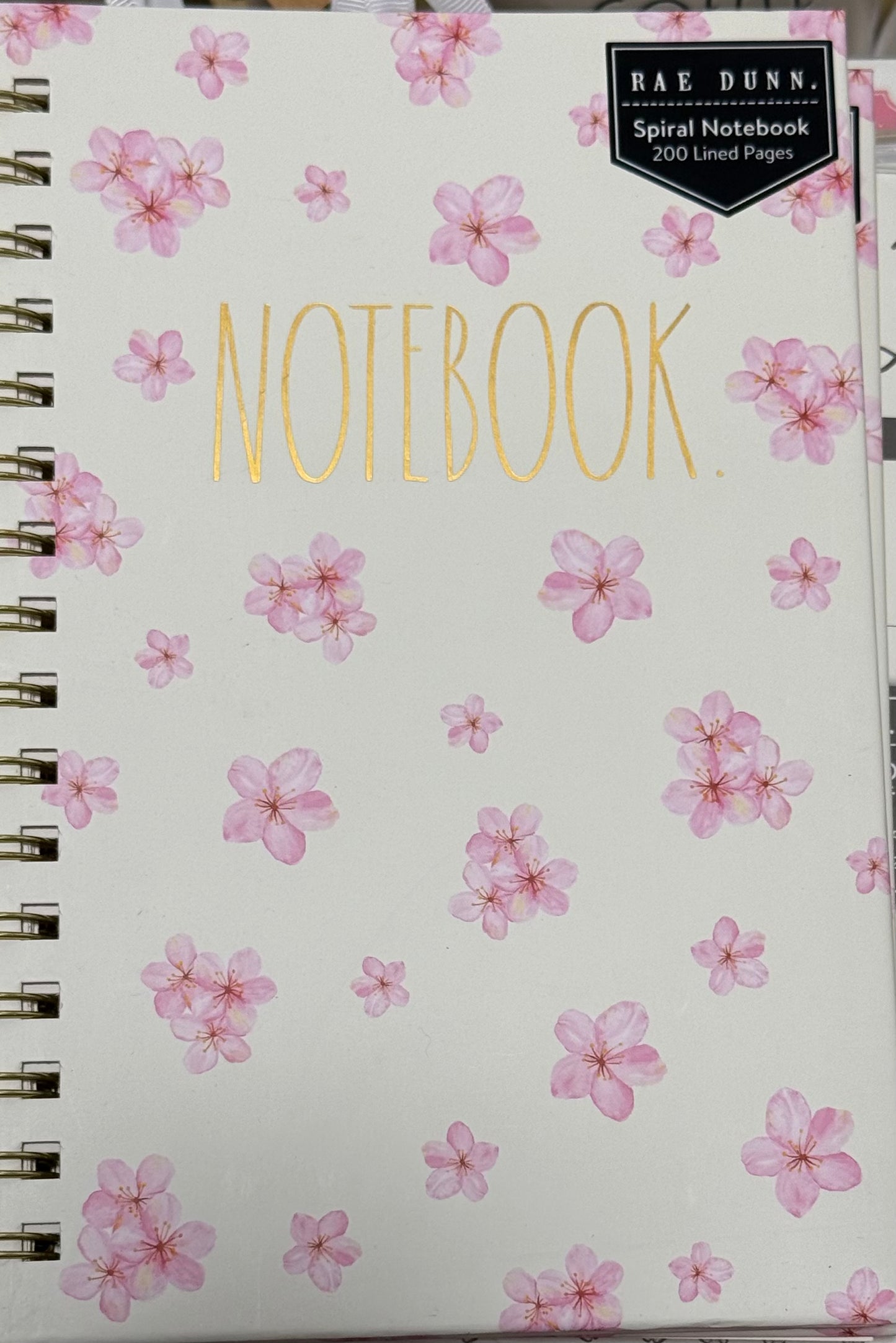 New Rae Dunn 5x7 hardback spiral NOTES pink floral ring notebook