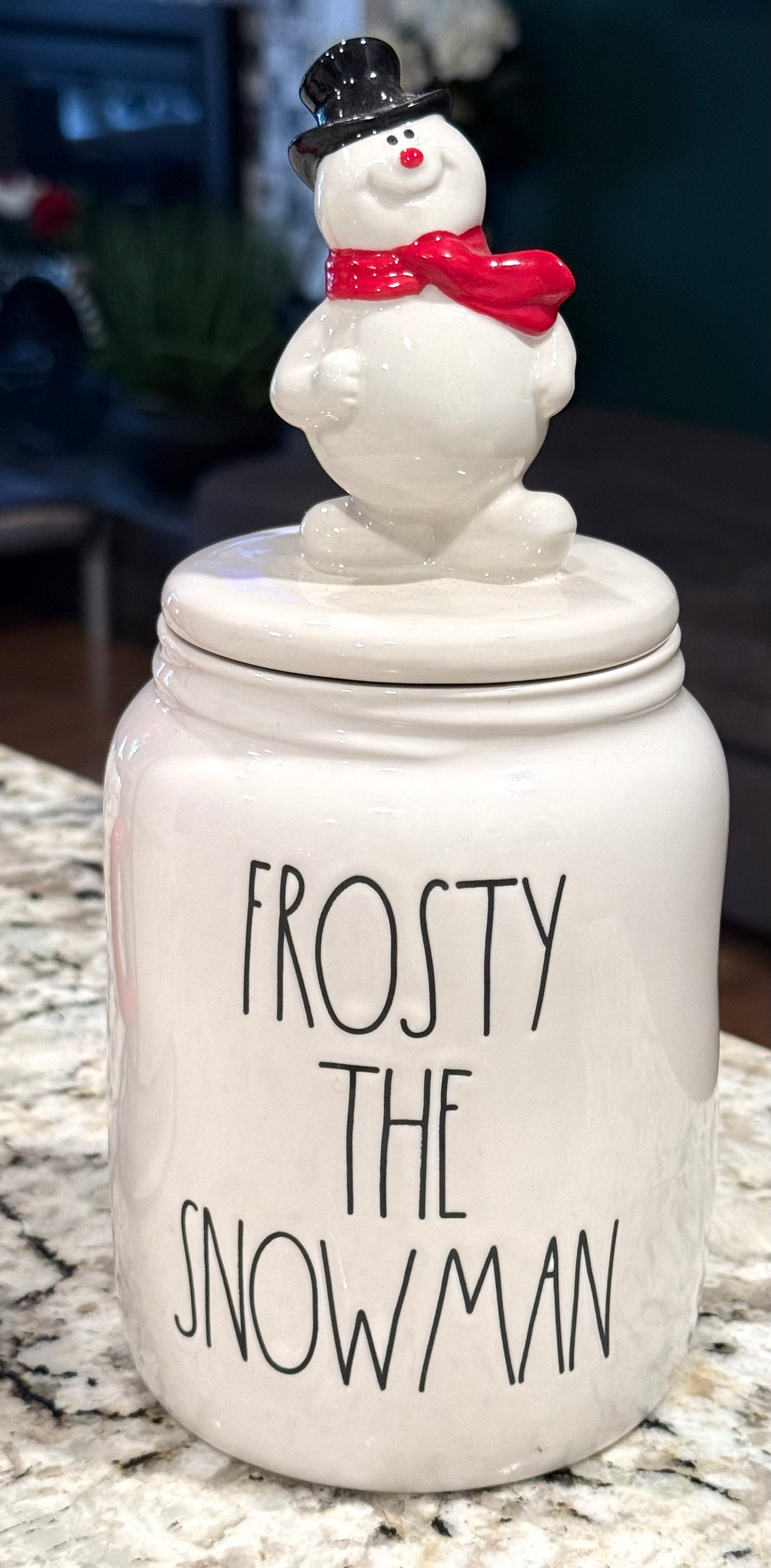 New Rae Dunn x FROSTY THE SNOWMAN ceramic canister frosty topped
