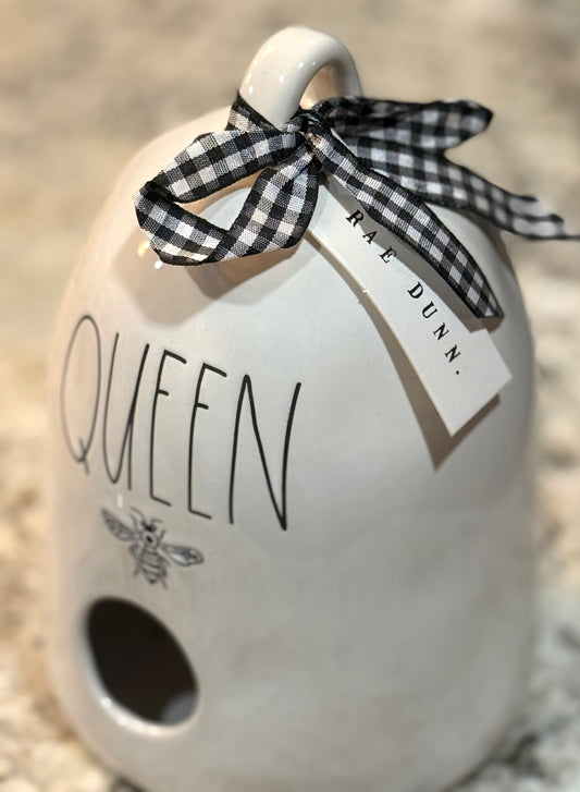 New Rae Dunn white ceramic birdhouse QUEEN BEE π