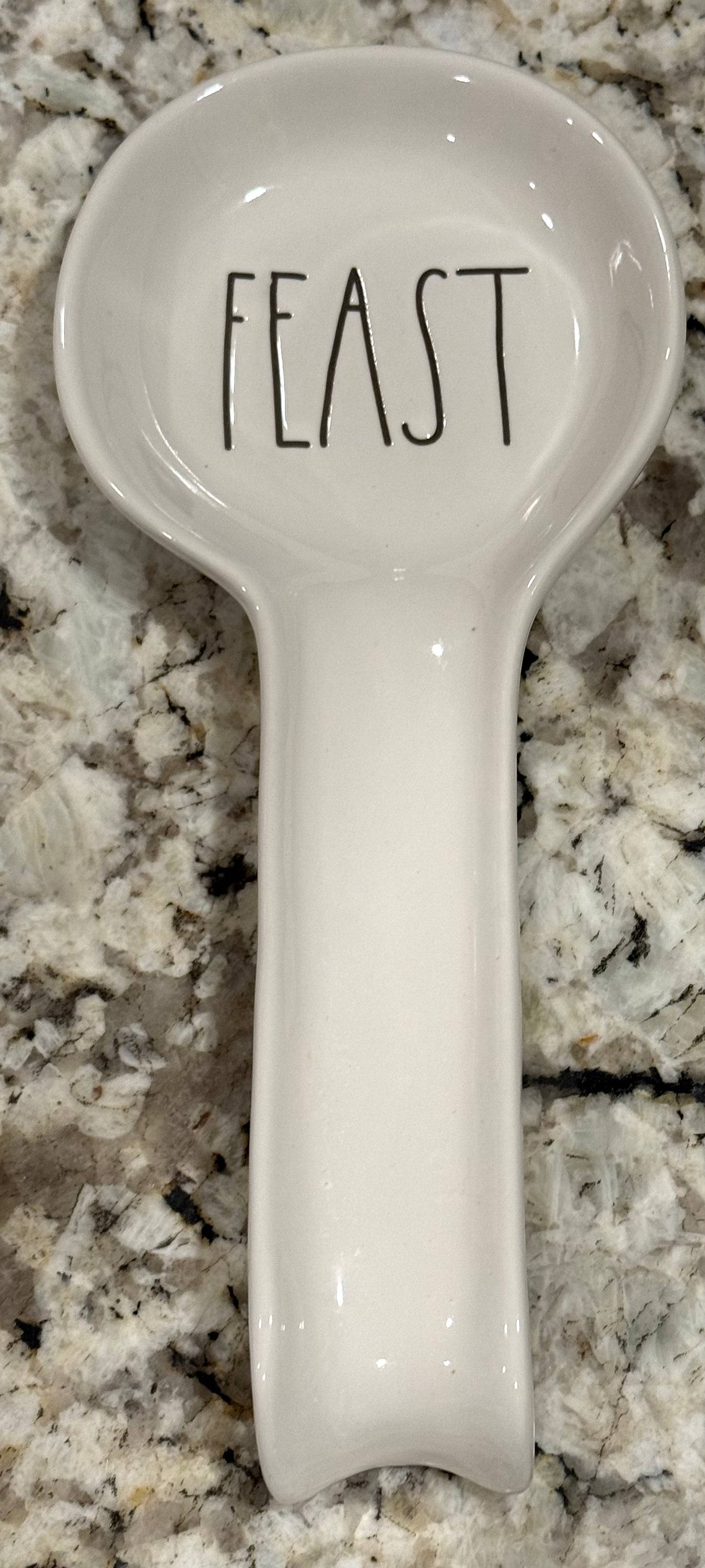 Rae Dunn white ceramic FEAST spoon rest
