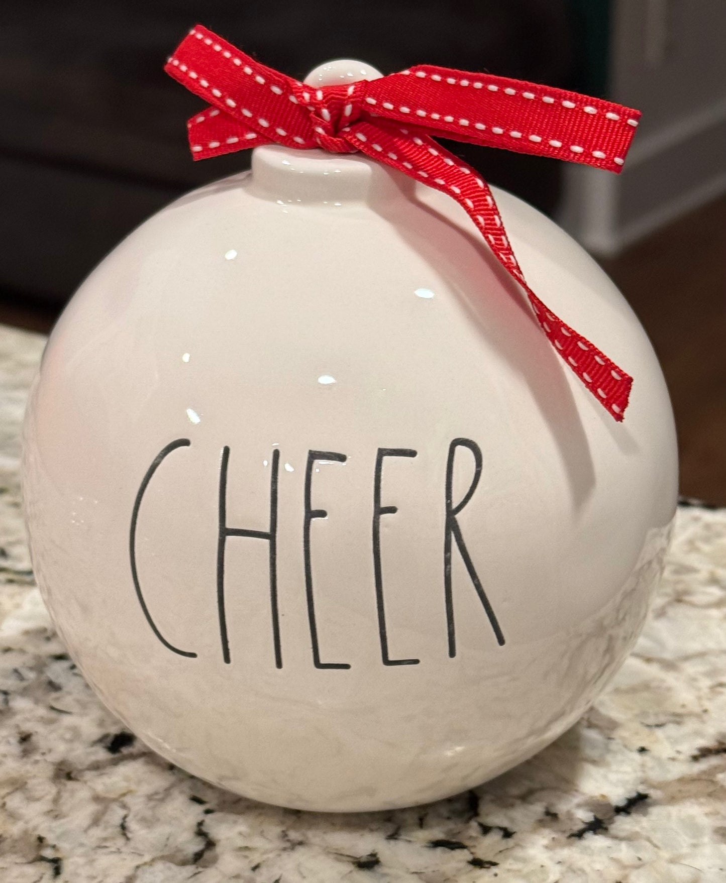 New Rae Dunn white ceramic Christmas ornament decor piece CHEER