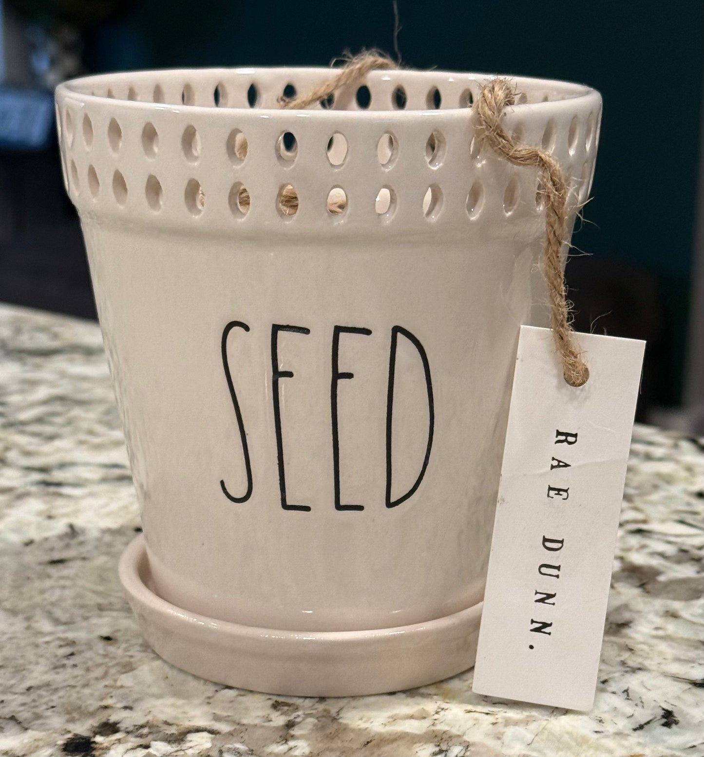 New Rae Dunn 5” ceramic SEED planter