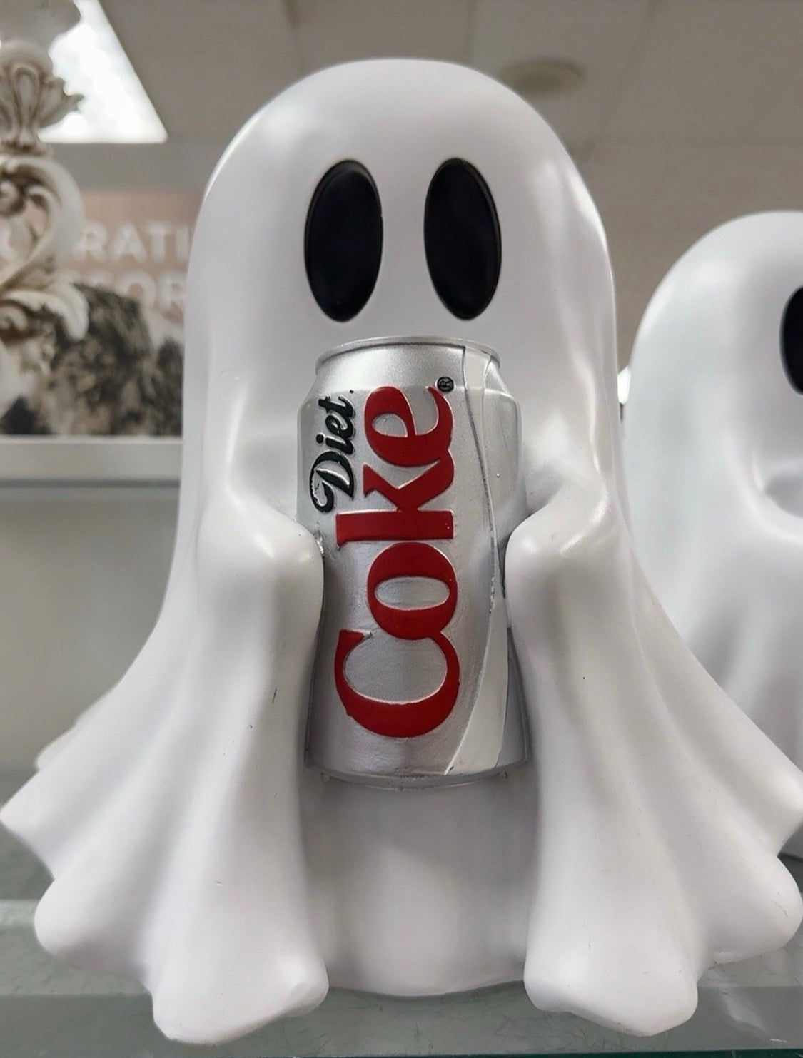 New resin Halloween decor Ghost with Diet Coke Can 13x10