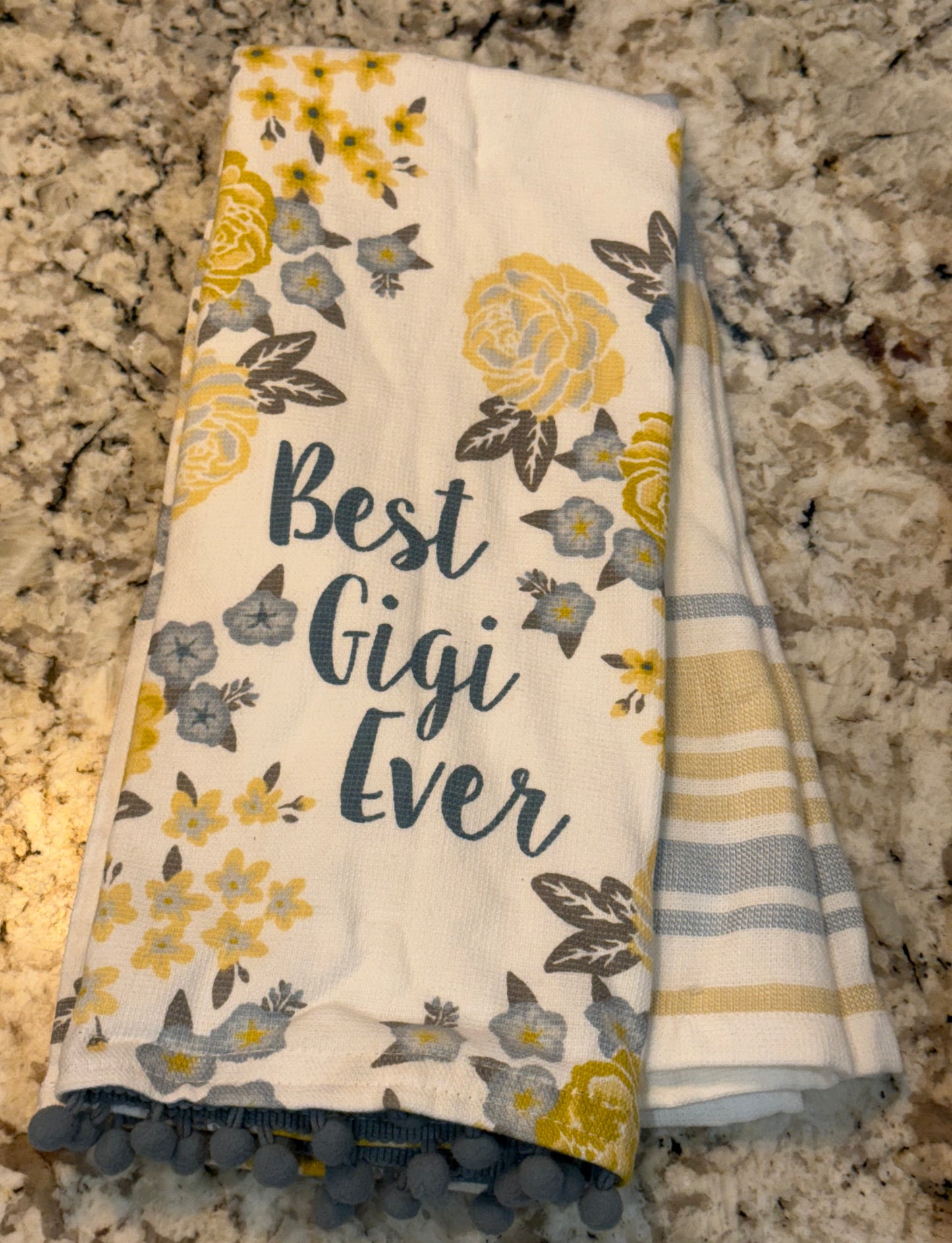 New 2-piece kitchen dish towel set yellow & blue BEST GIGI EVER