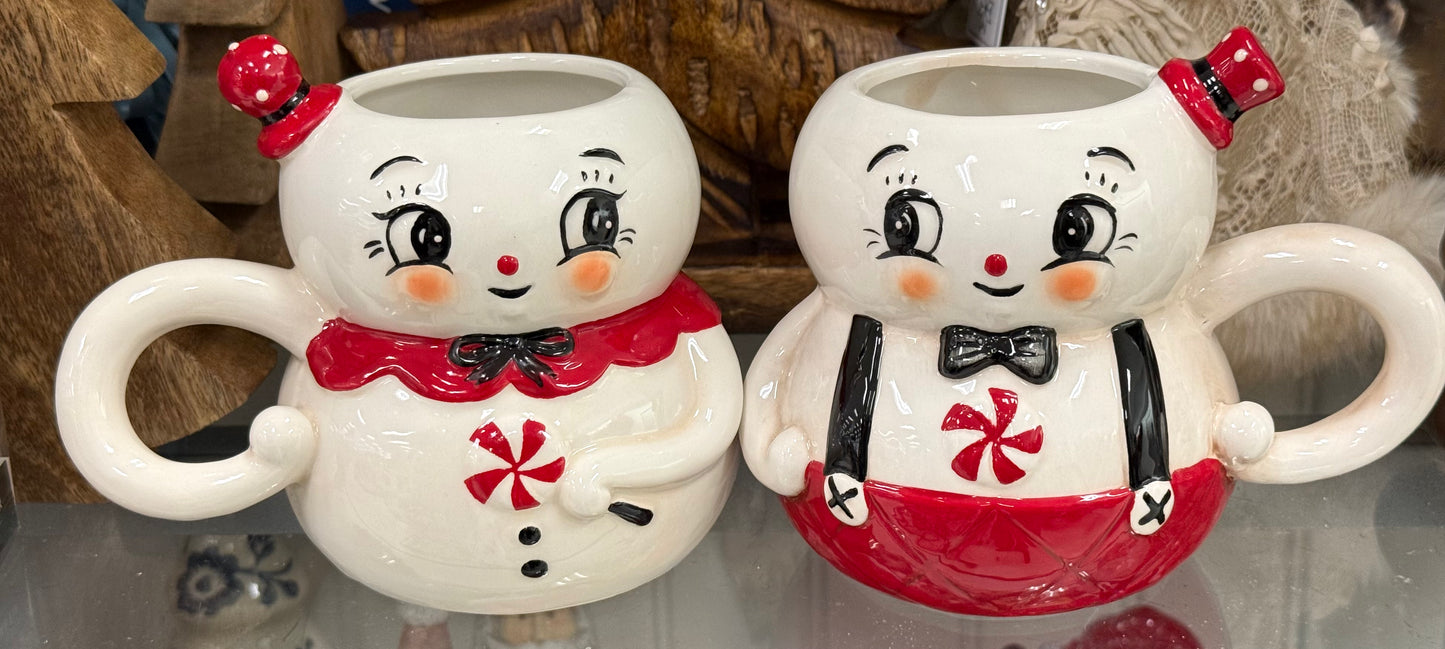 New release Christmas Joanna Parker ceramic snowman coffee mug set-red