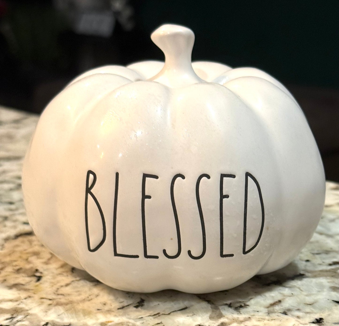 New Rae Dunn small white ceramic mini pumpkin BLESSED