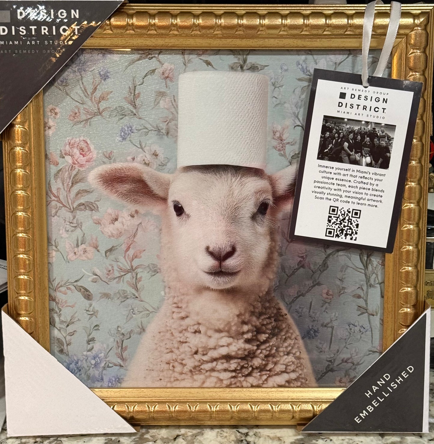 New Design District framed art 12x12 Easter Lamb bathroom photo