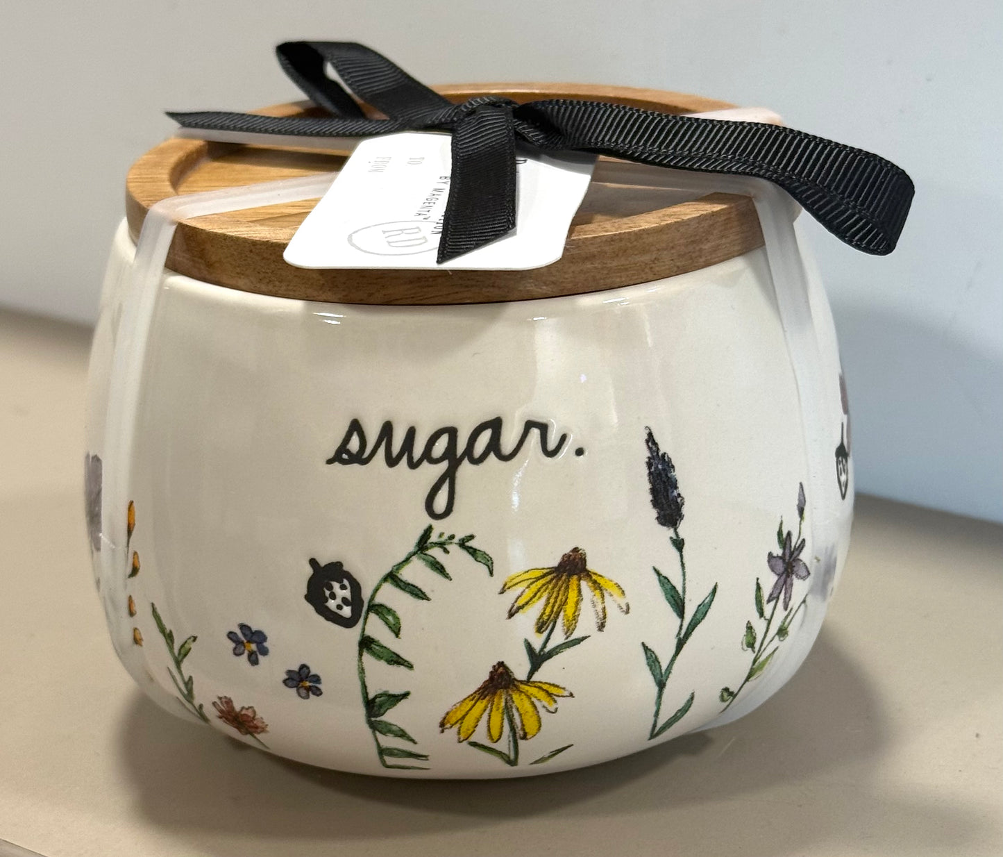 New Rae Dunn small ceramic floral SUGAR cellar