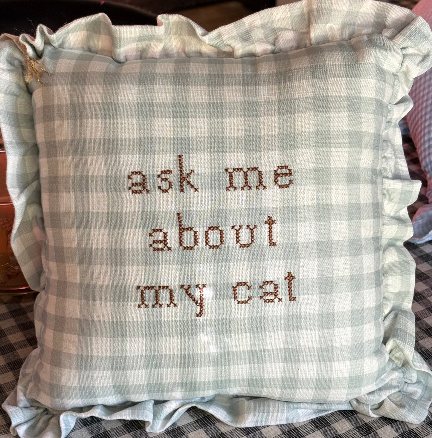 New 12x12 needlepoint embroidered throw pillow ASK ME ABOUT MY CAT