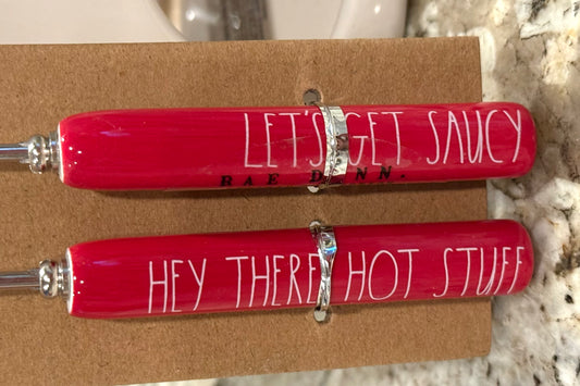 New Rae Dunn white ceramic FONDUE π« pot with stir sticks