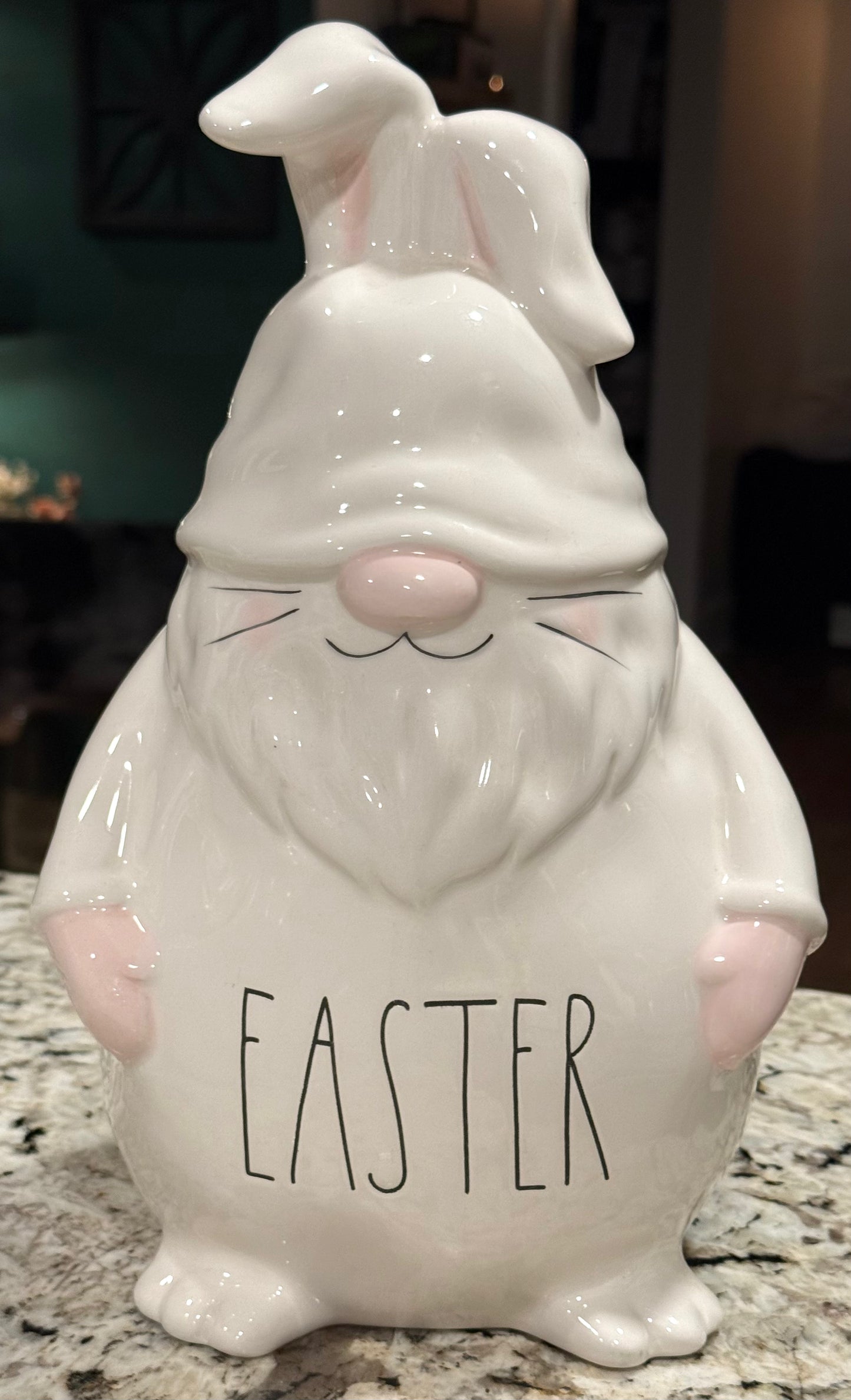 New Rae Dunn white ceramic Easter 10” gnome bunny decor EASTER