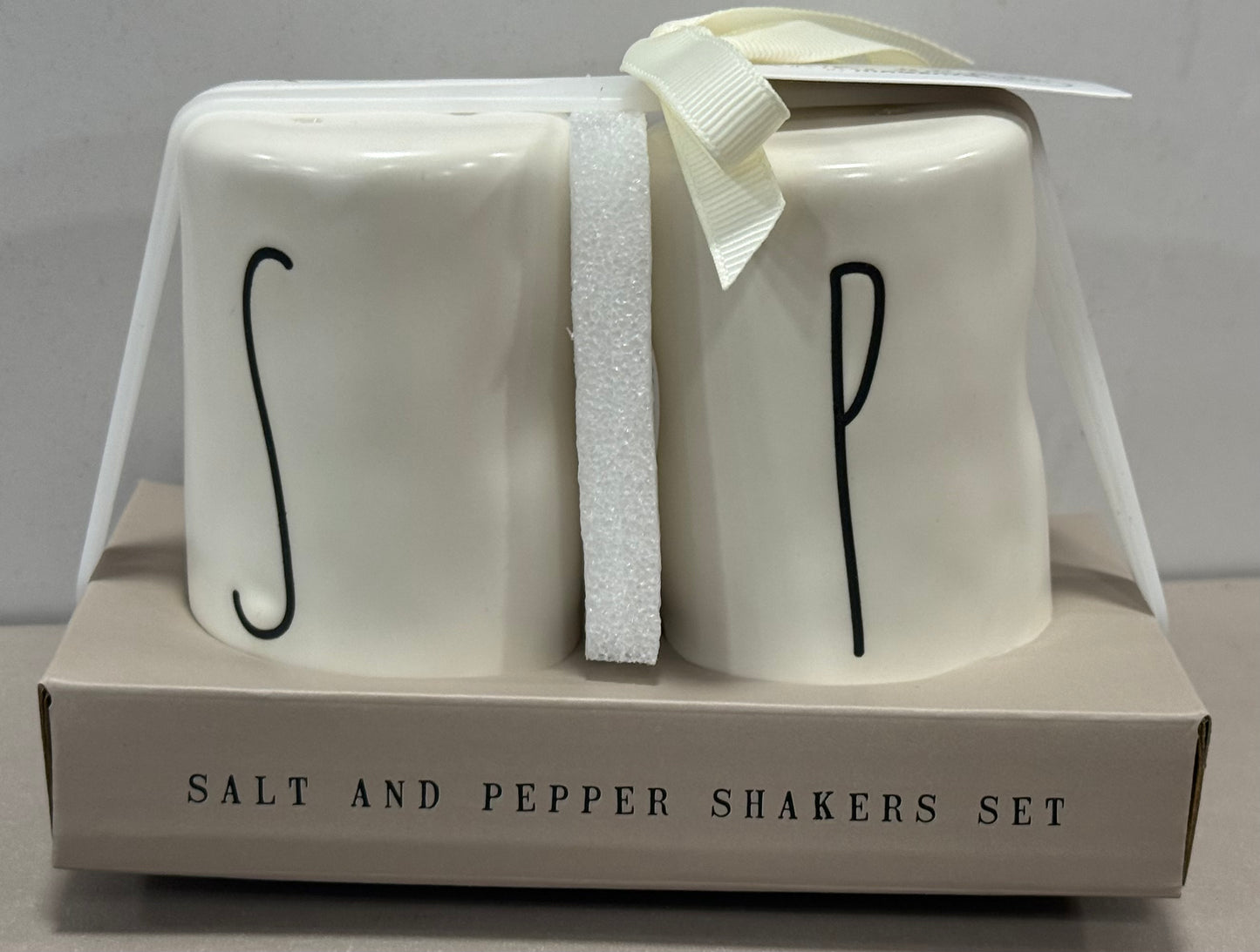 New Rae Dunn white ceramic SALT & PEPPER shaker set