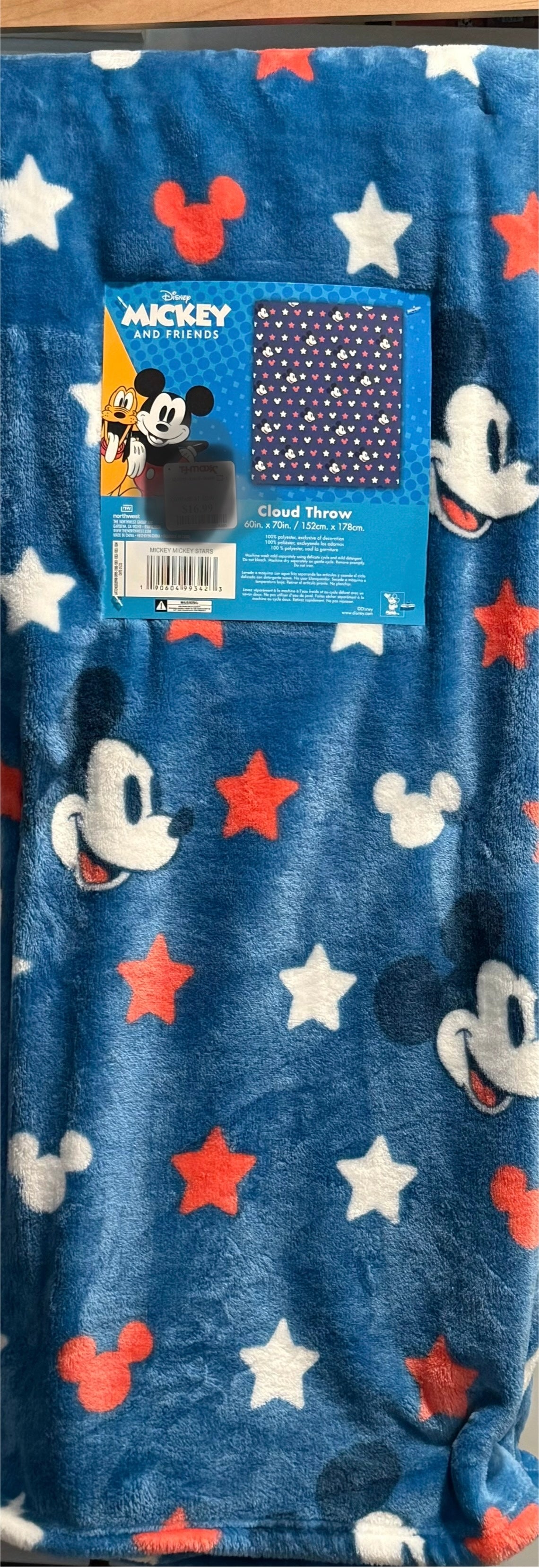New Disney’s Mickey Mouse blue Americana throw blanket 50x70