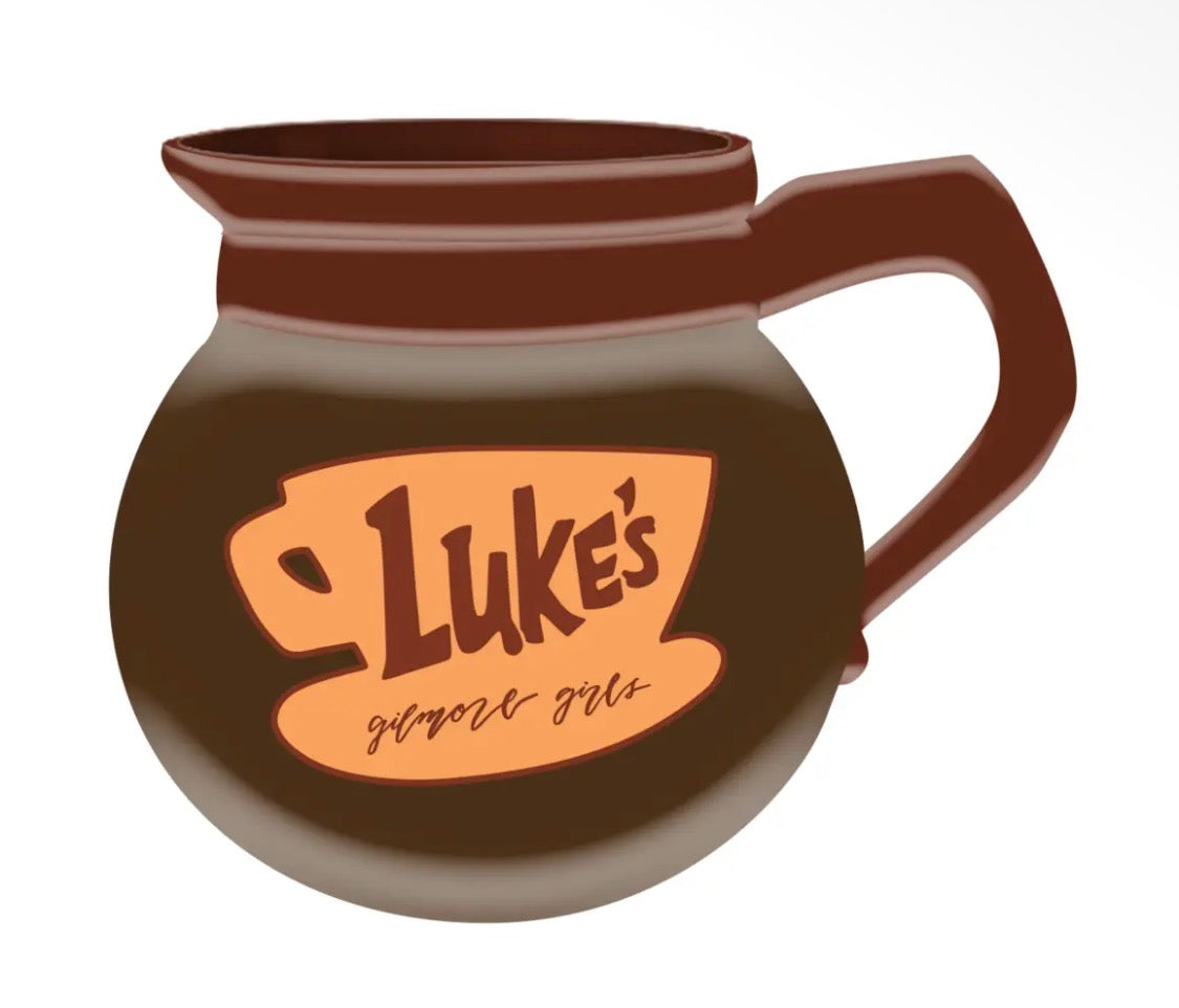 New 18oz ceramic brown 3D sculpted Luke’s Gilmore Girls coffee pot mug