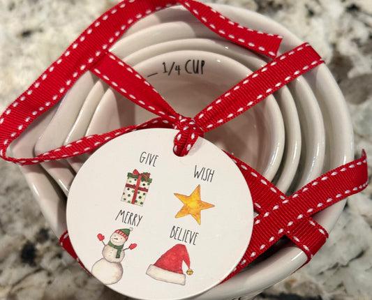 New Rae Dunn white ceramic BELIEVE measuring cup set