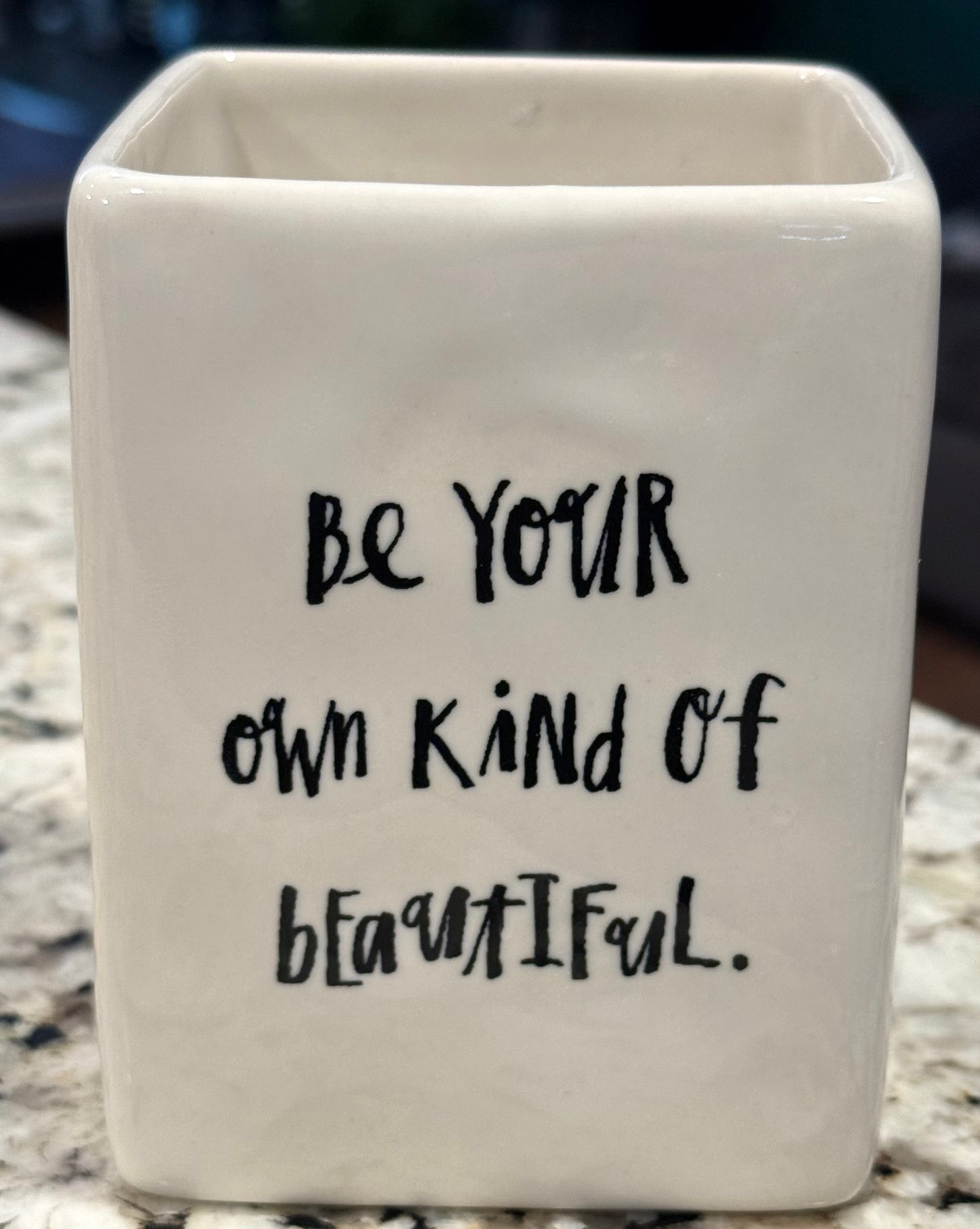 Rae Dunn 4.75” storage container BE YOUR OWN KIND OF BEAUTIFUL